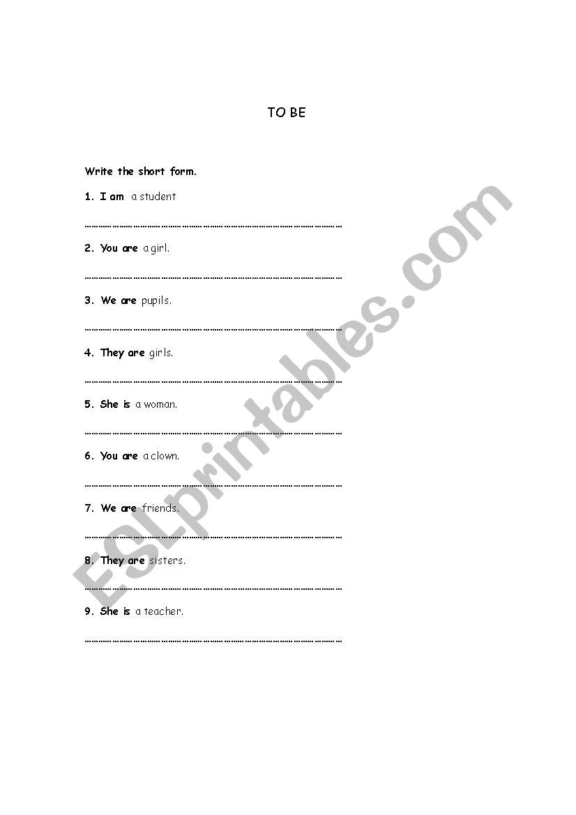 To be worksheet