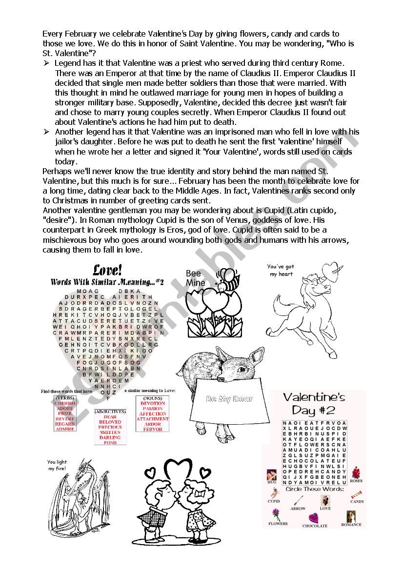 Valentines day worksheet