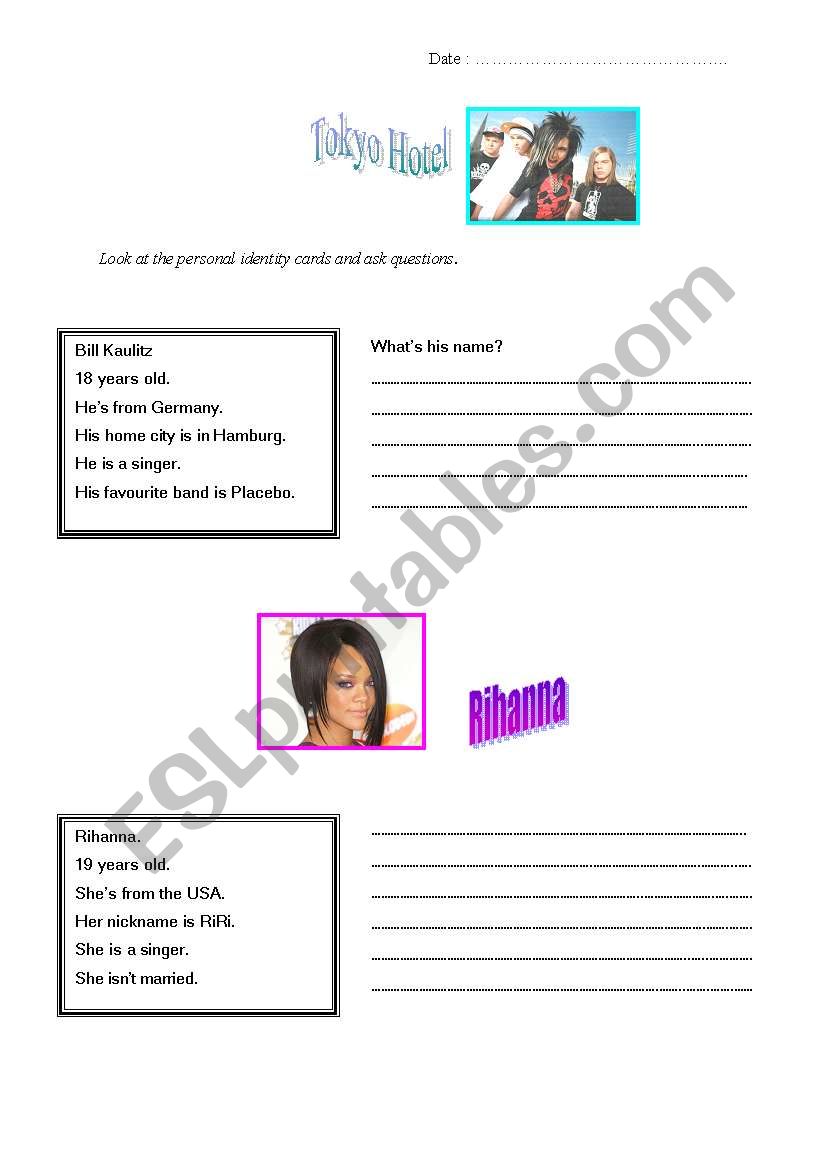 ID card worksheet