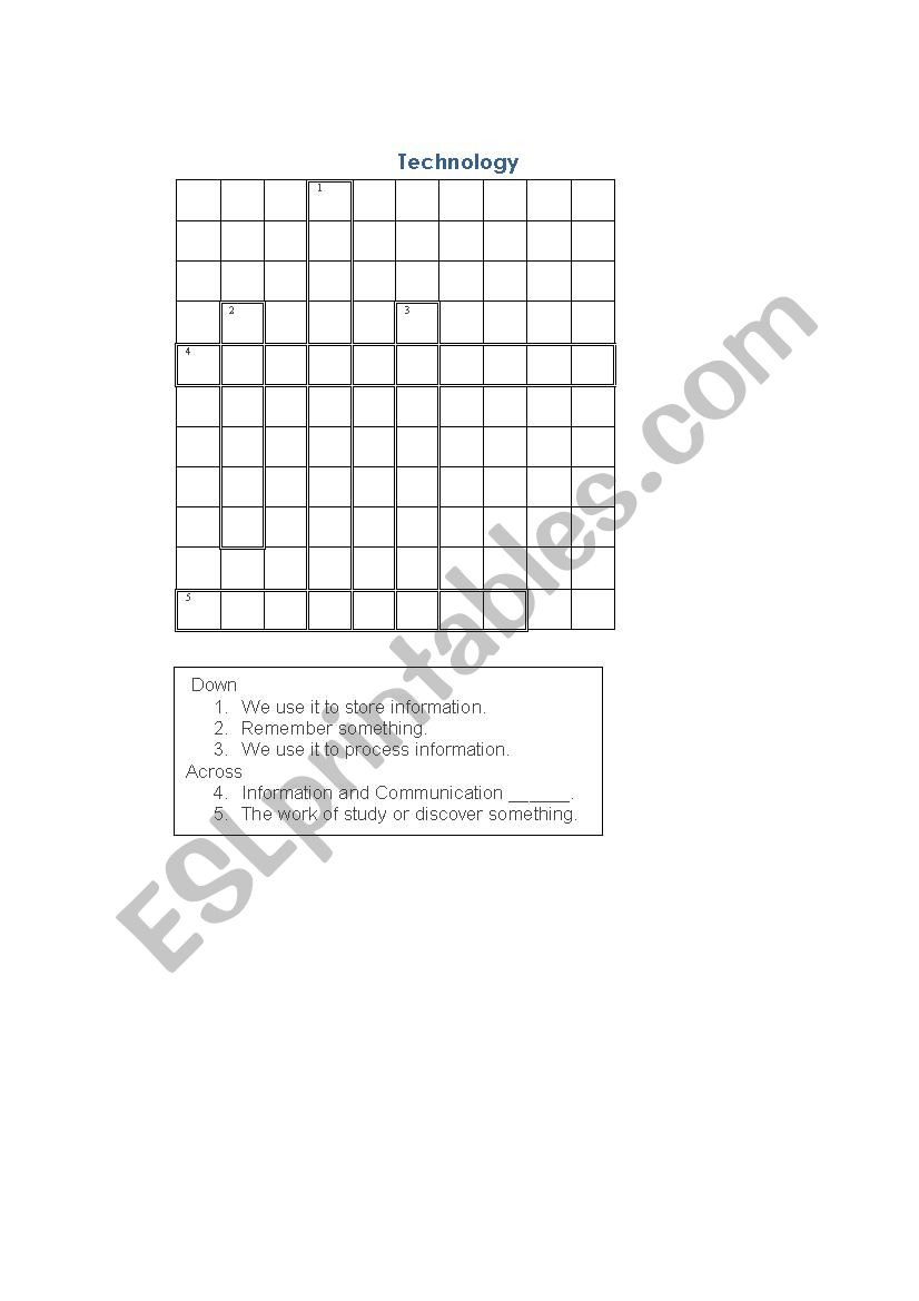 Technology worksheet