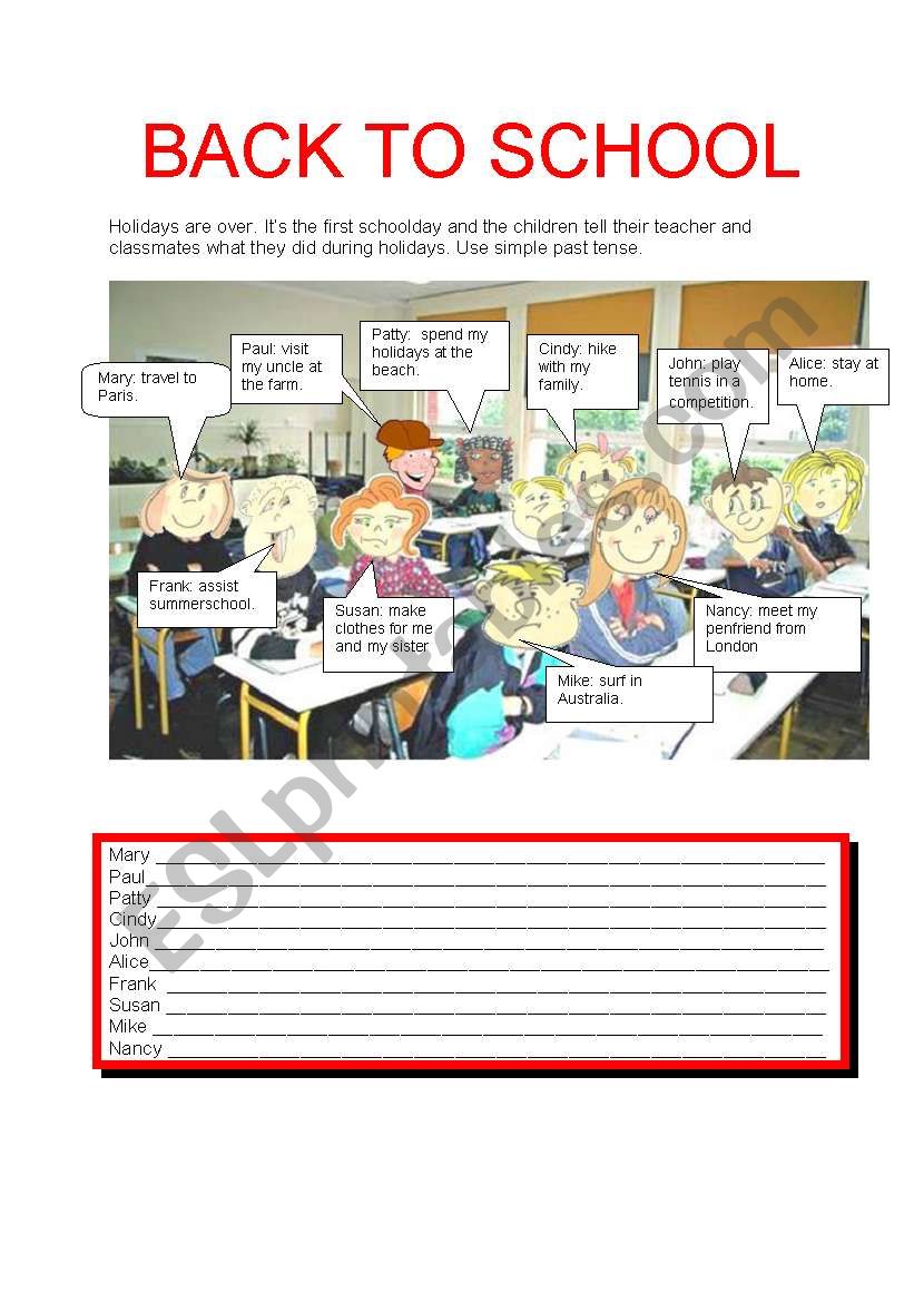 BACK TO SCHOOL worksheet