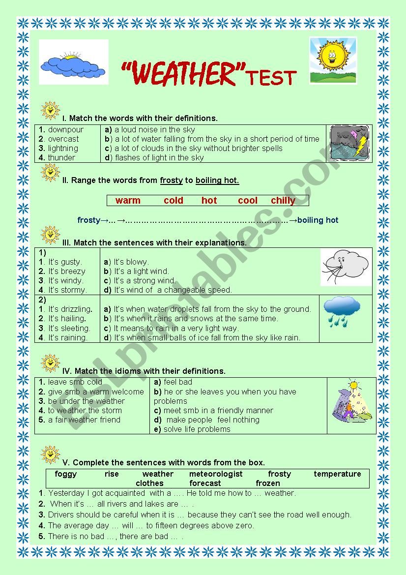 Weather worksheet