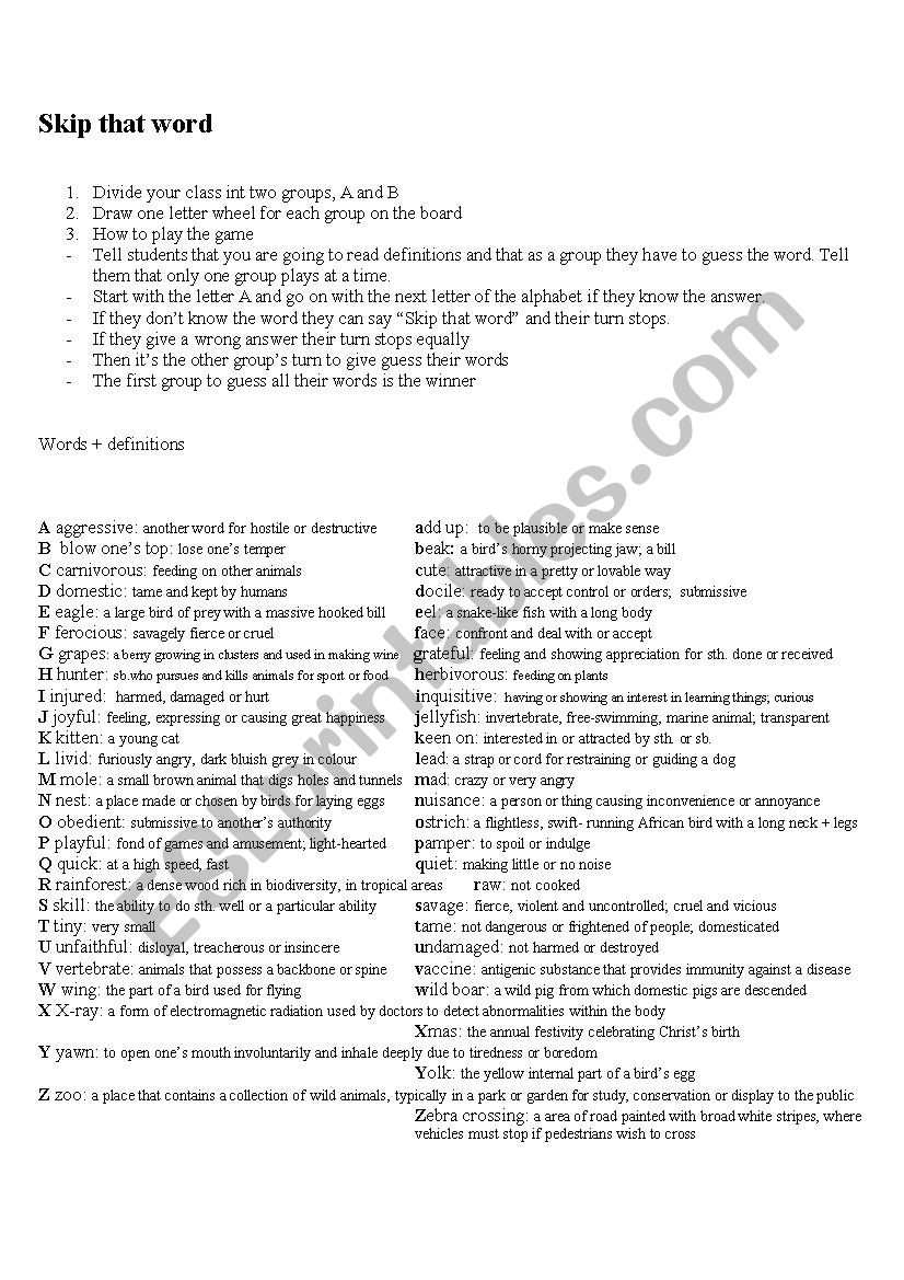 Skip that word worksheet