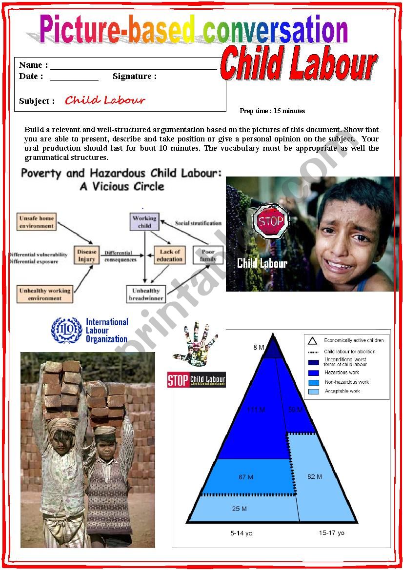 Picture based conversation.  Child Labour (Debating) 6/â€¦
