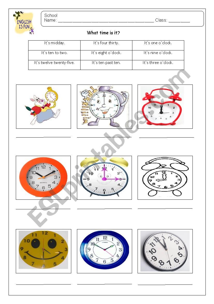 What time is it ? worksheet