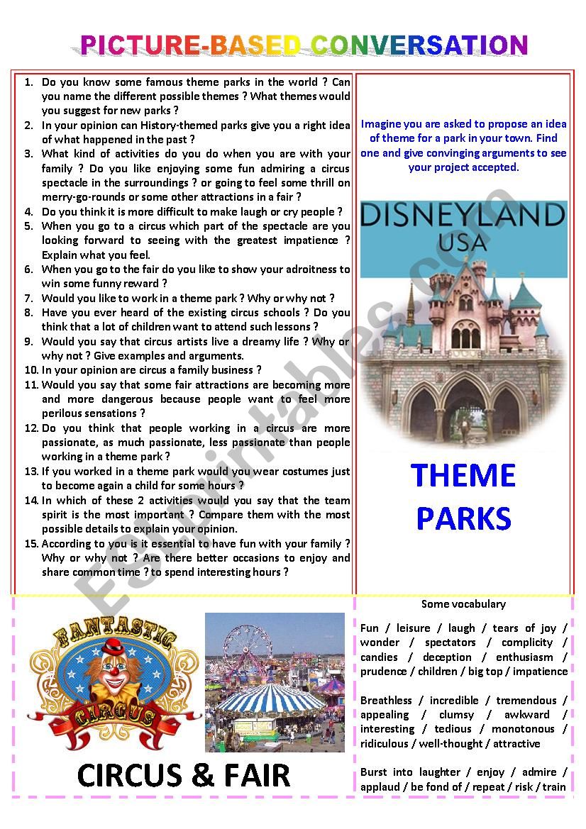 Picture-based conversation : topic 28 - theme park vs circus & fair