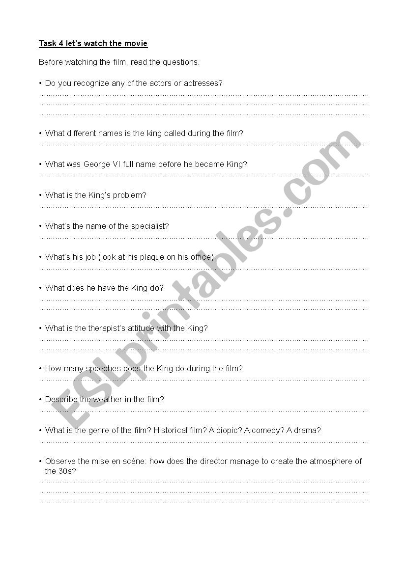 the kings speech part 2 worksheet