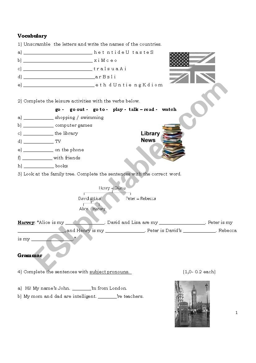 test worksheet