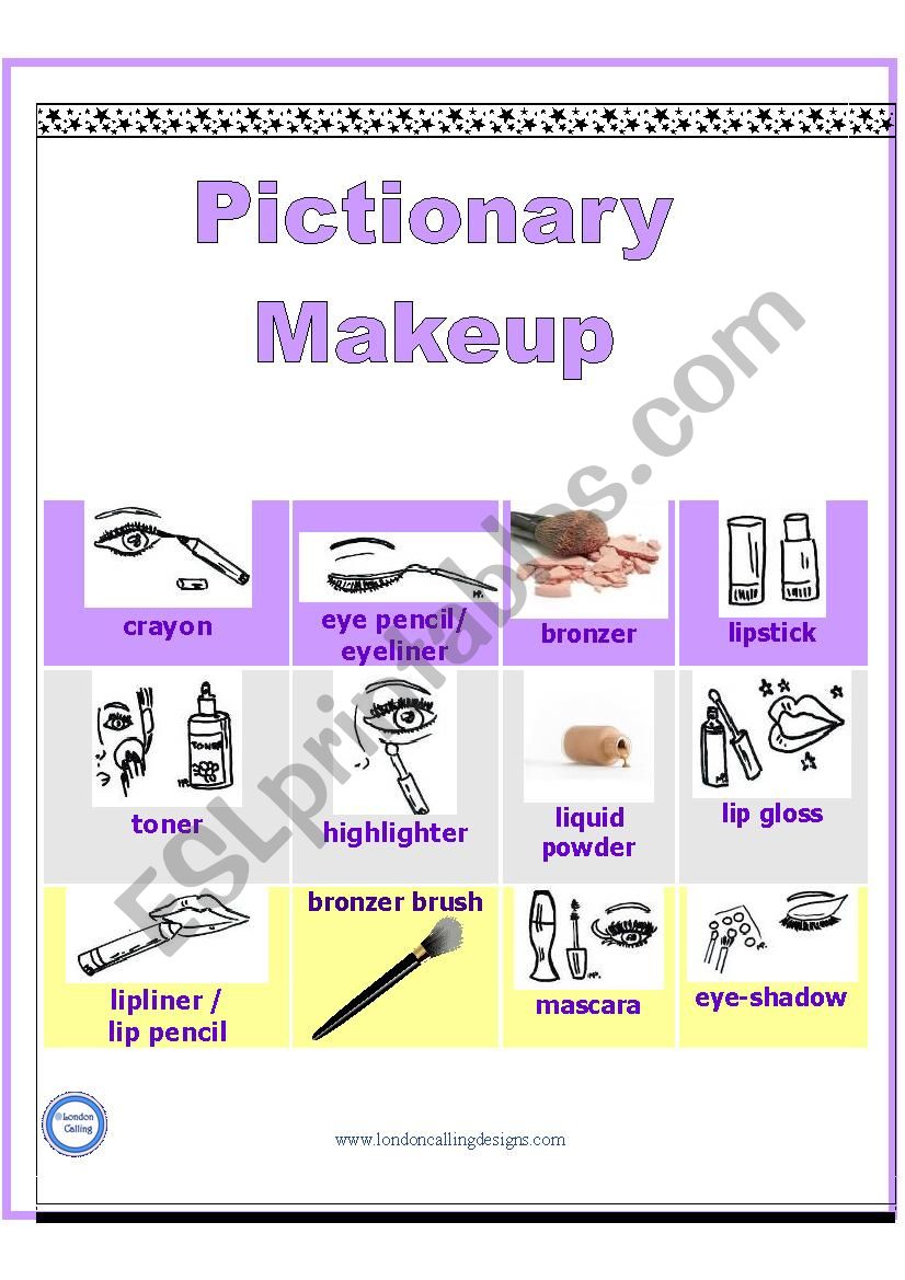 Pictionary- MAKEUP worksheet