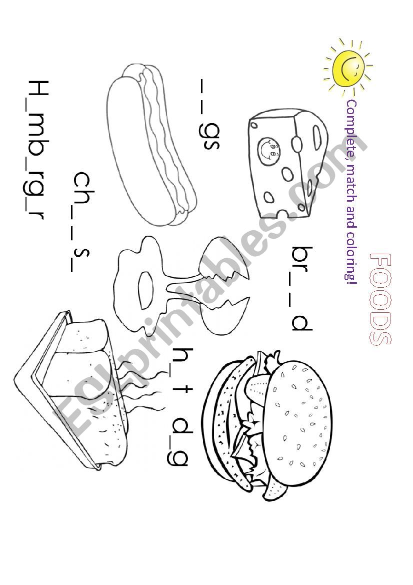 FOODS worksheet