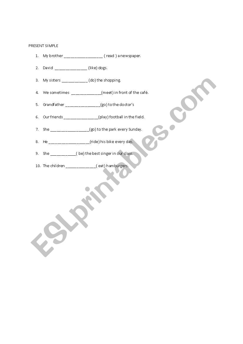 present simple worksheet