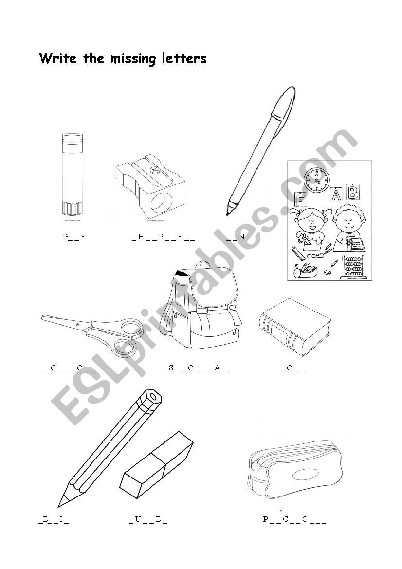 write the missing letters worksheet