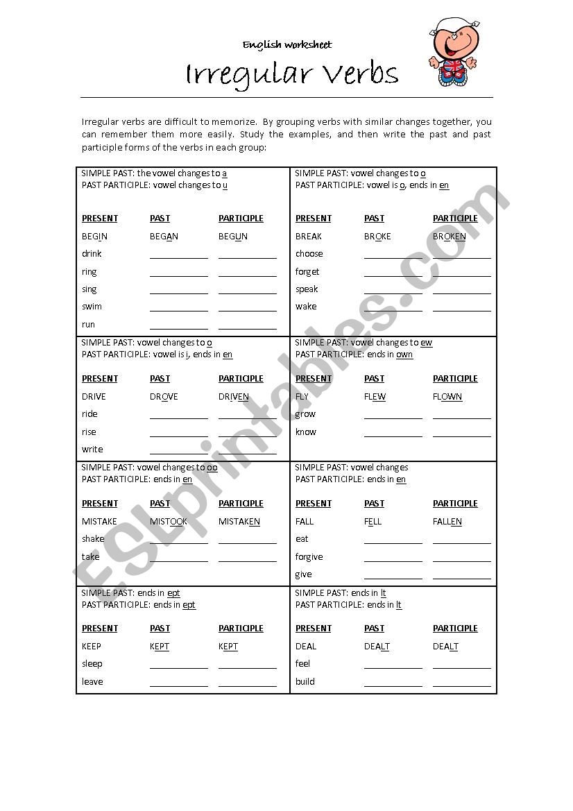 Irregular Verbs worksheet