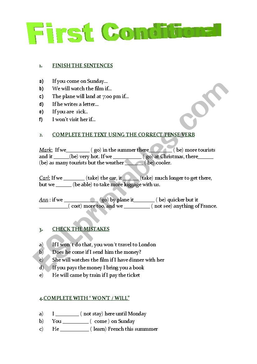 First Conditional worksheet