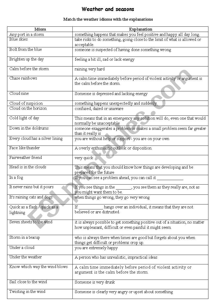 weather and seasons worksheet worksheet