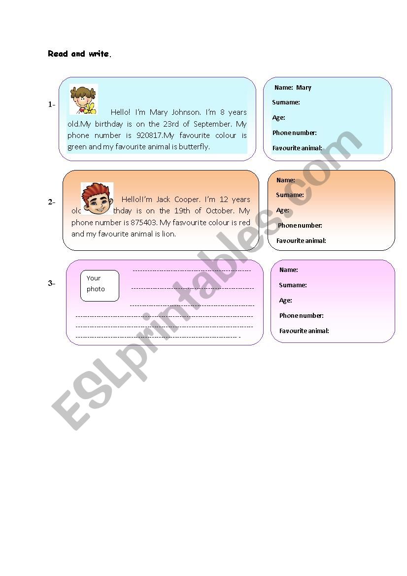 reading worksheet