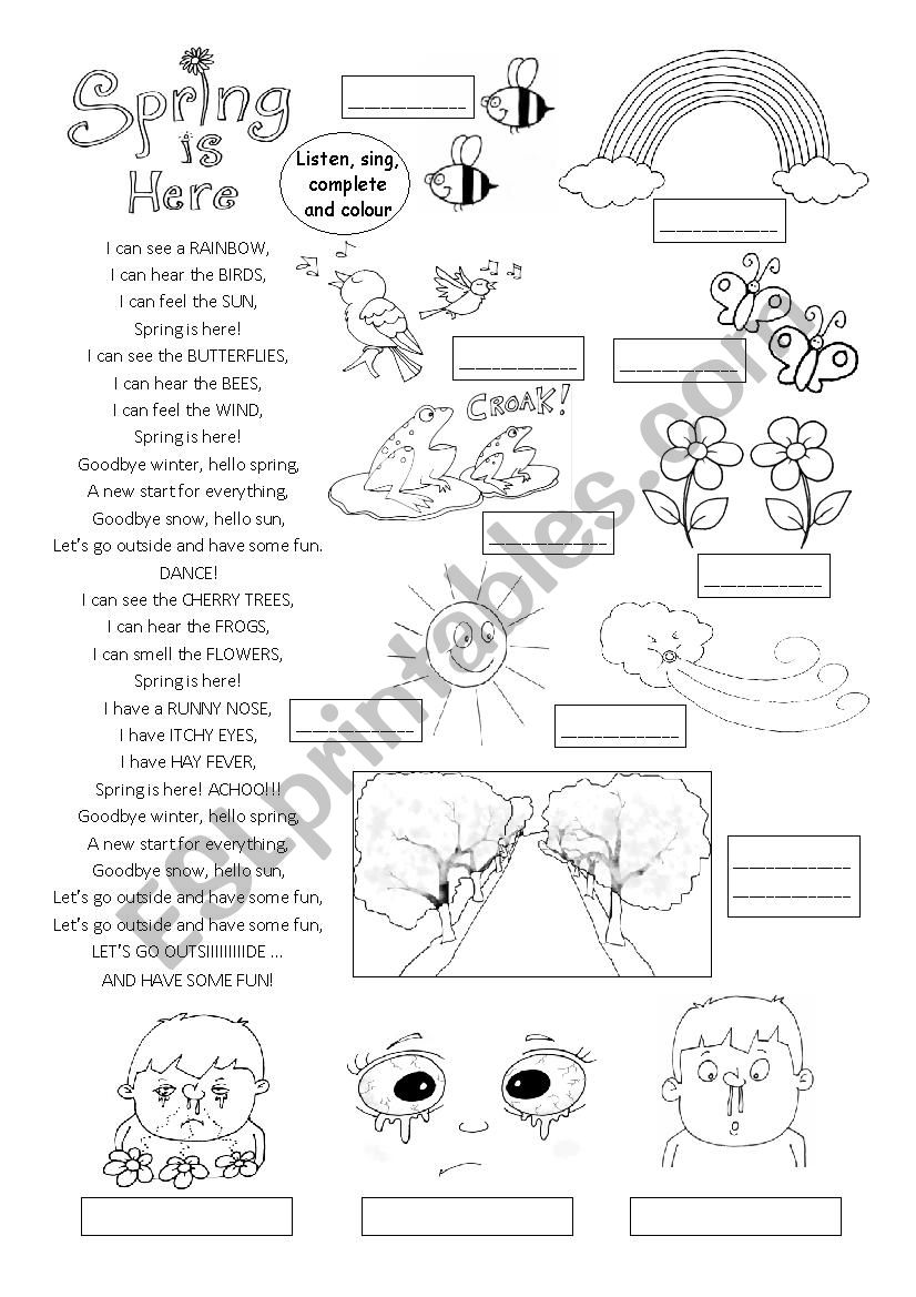 Spring song: Spring is here! worksheet