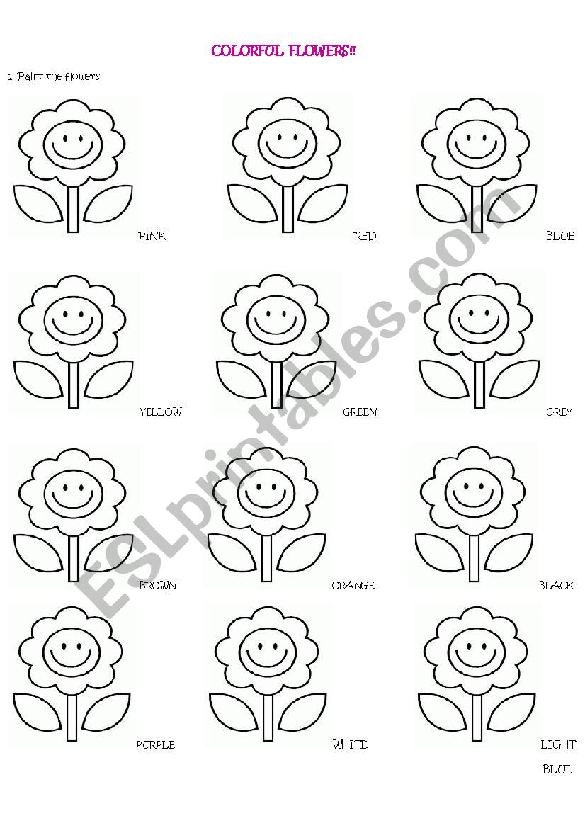 COLORFUL FLOWERS worksheet