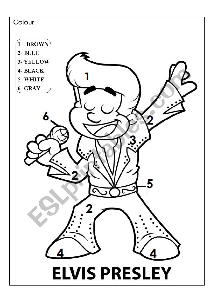 Colour the elvis worksheet