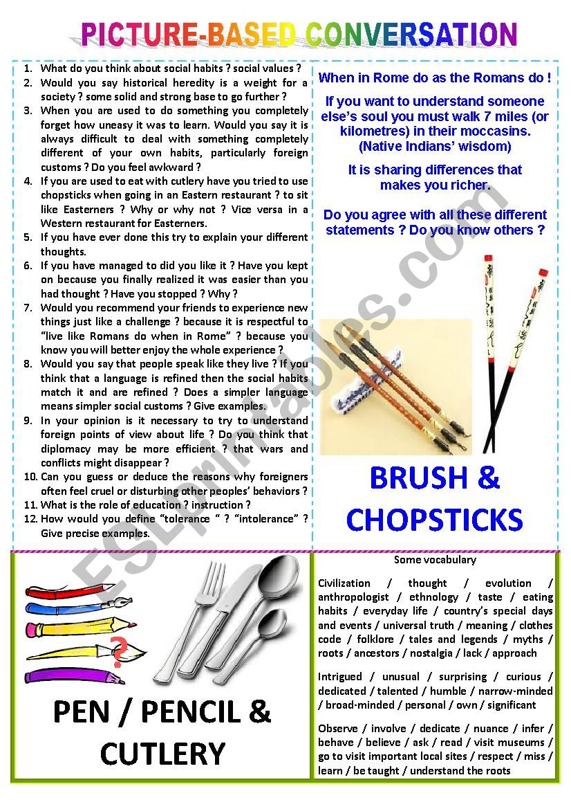 Picture-based conversation : topic 30 - brush vs pencil
