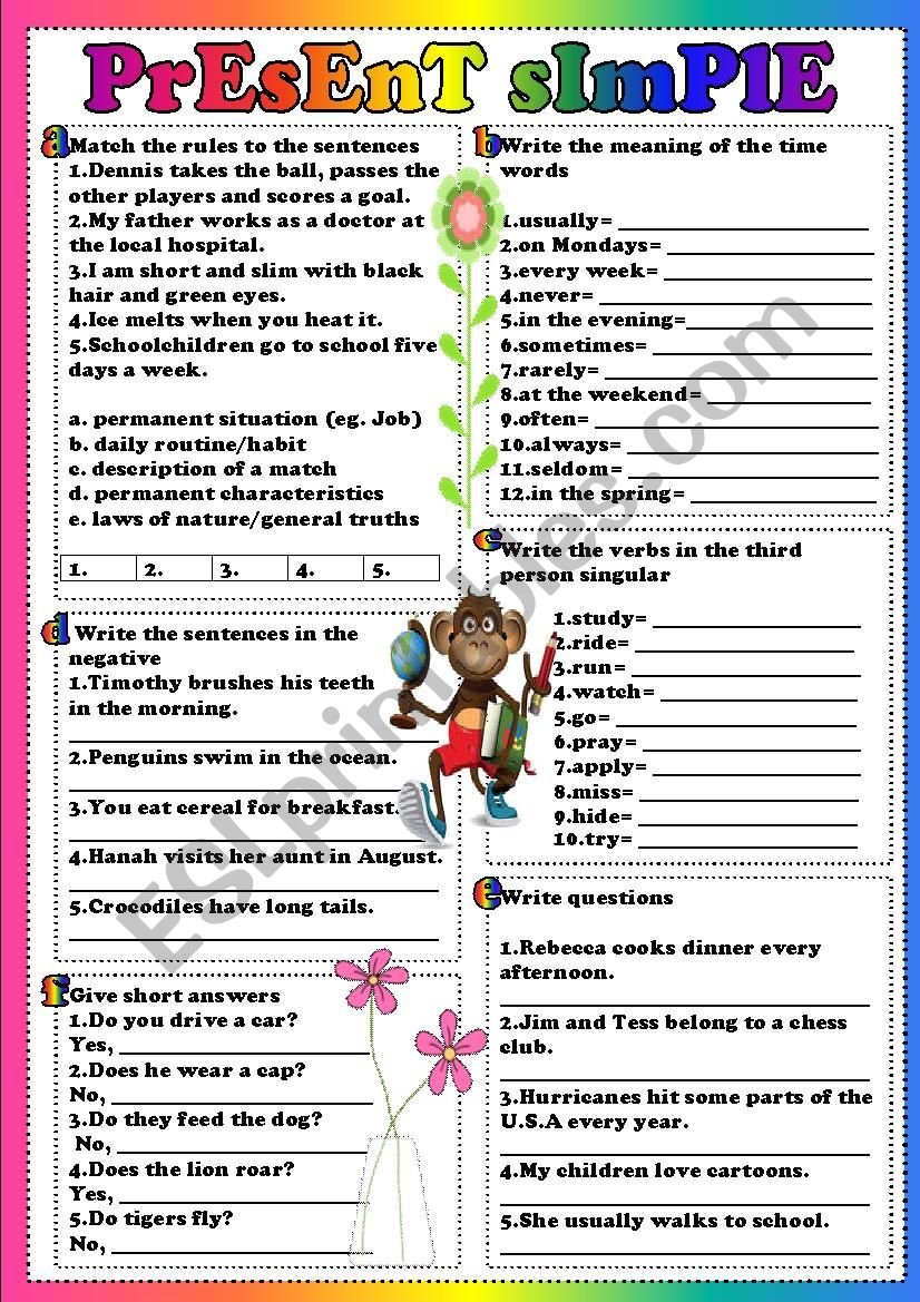 Present simple worksheet