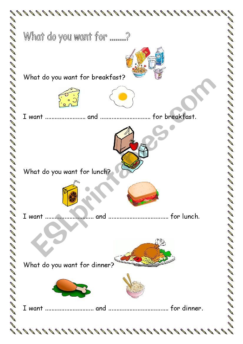 What do you want for .....? FOOD - ESL worksheet by ...