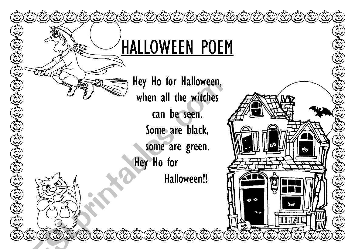 Halloween poems worksheet