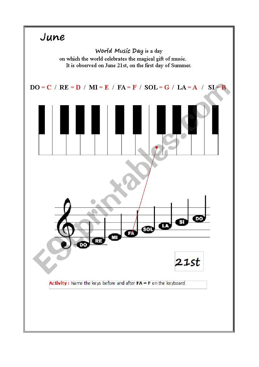 2014 Calendar - June worksheet