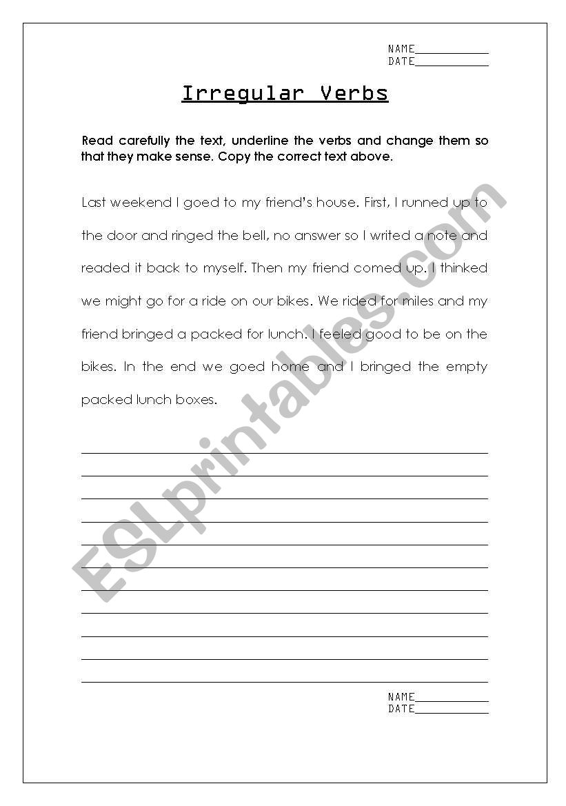 Past simple tense worksheet