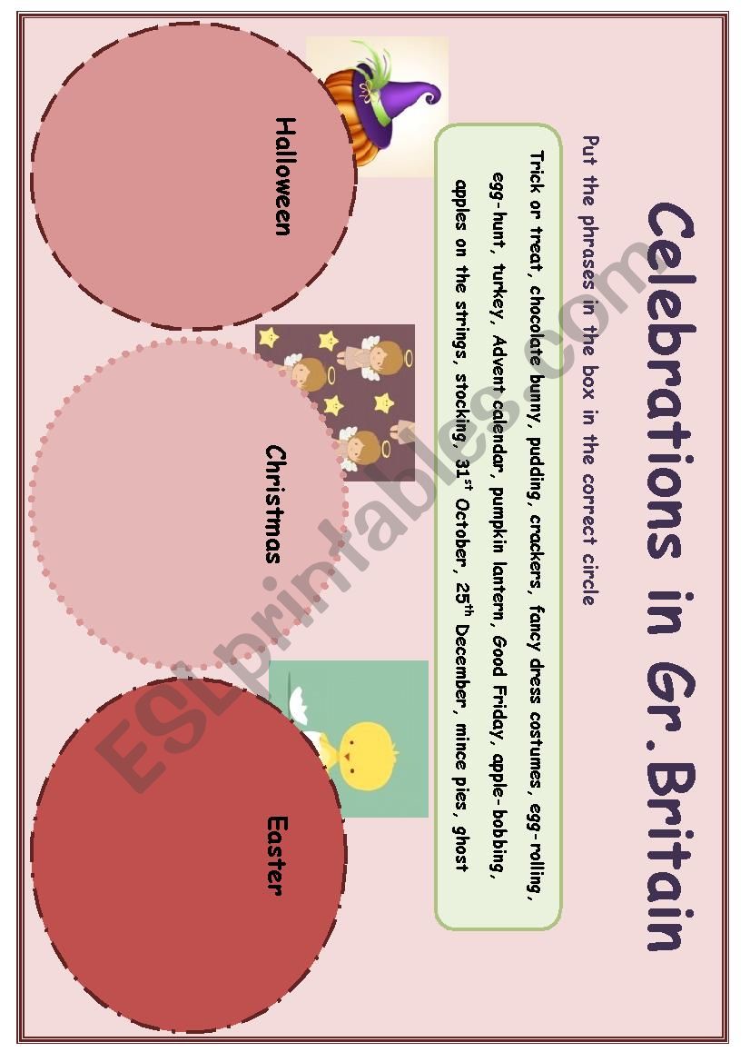 Celebrations in Gr. Britain worksheet