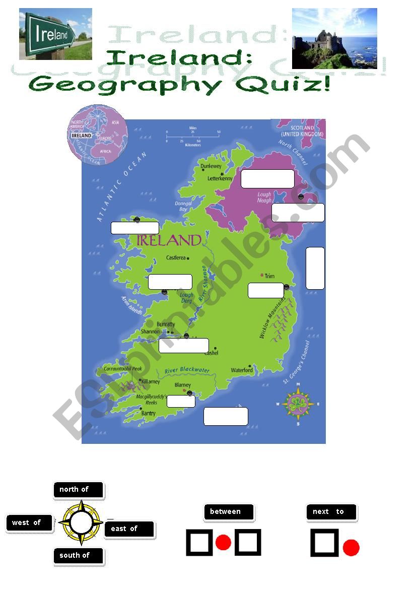 Ireland: a bit if geography worksheet