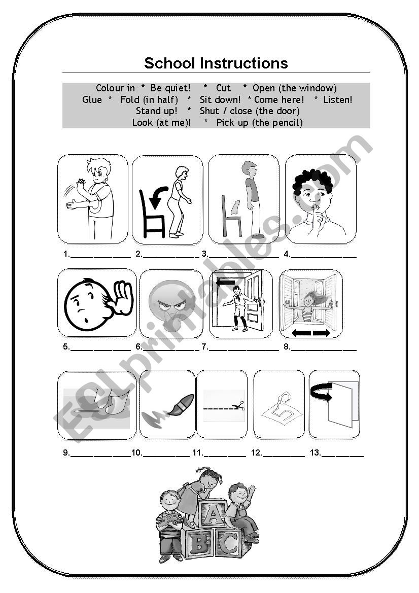 School Instructions worksheet