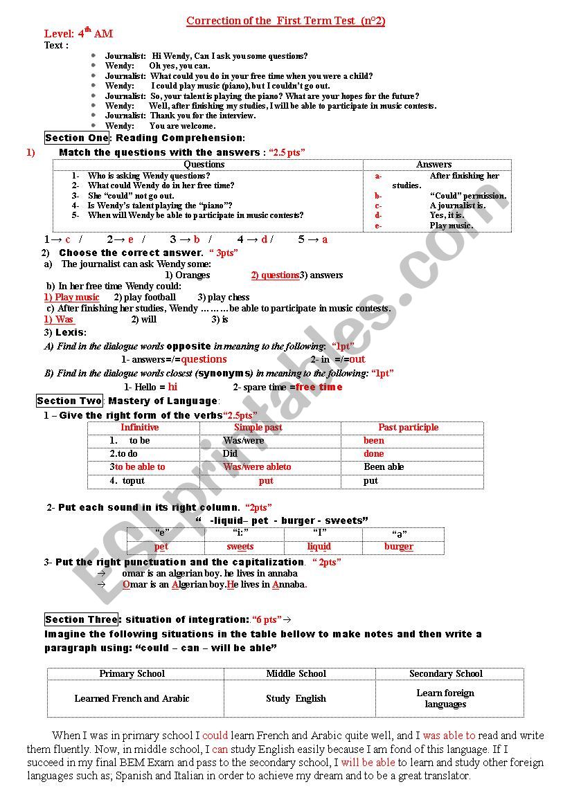 EnglishTest worksheet