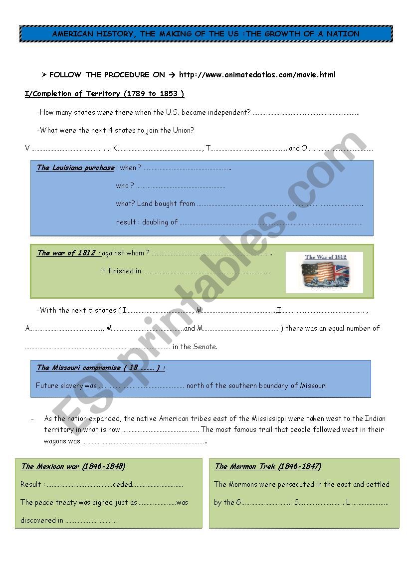 the making of the US worksheet