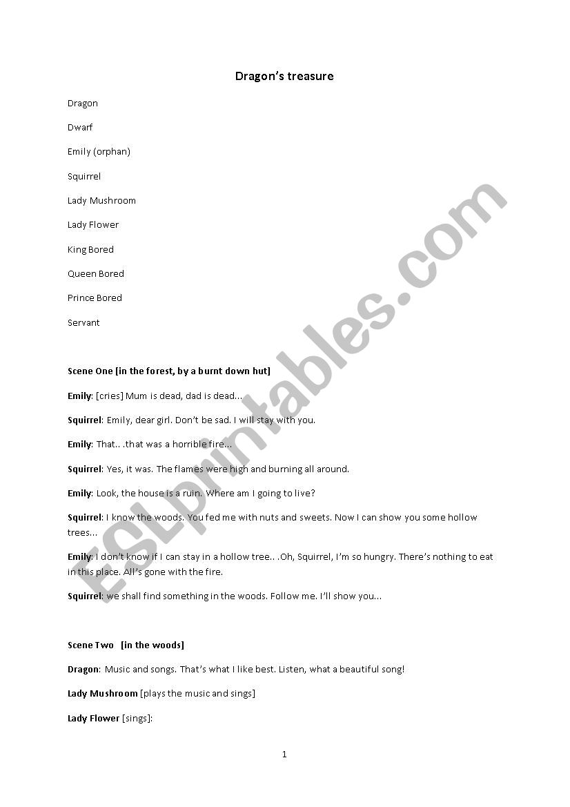Dragons Treasure worksheet