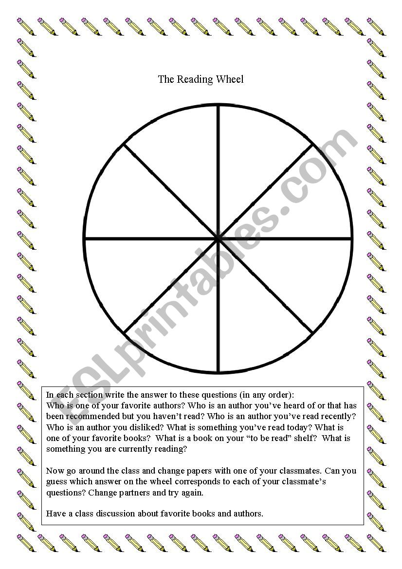The Reading Wheel worksheet