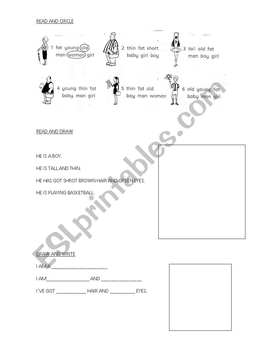 describing people worksheet