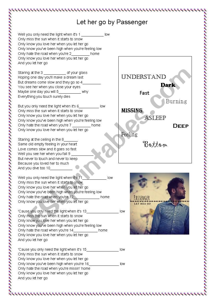 Let her go by Passenger worksheet