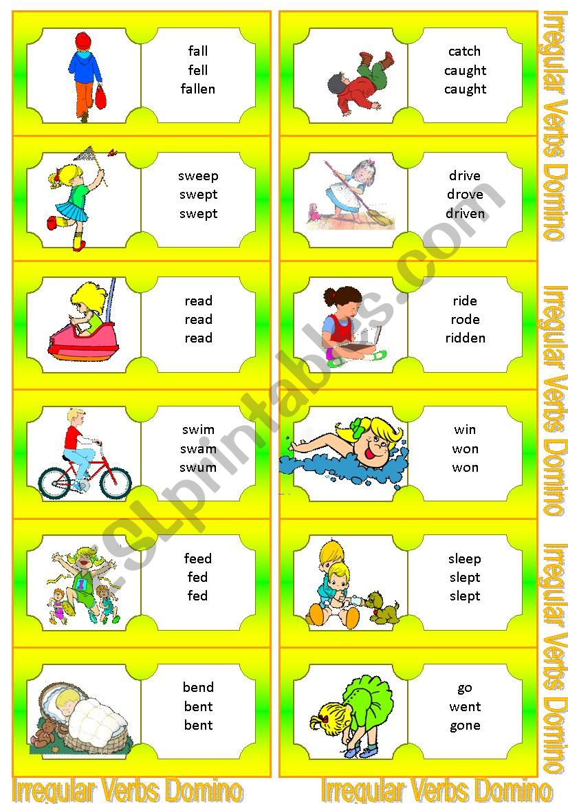 Irregular Verbs Domino worksheet