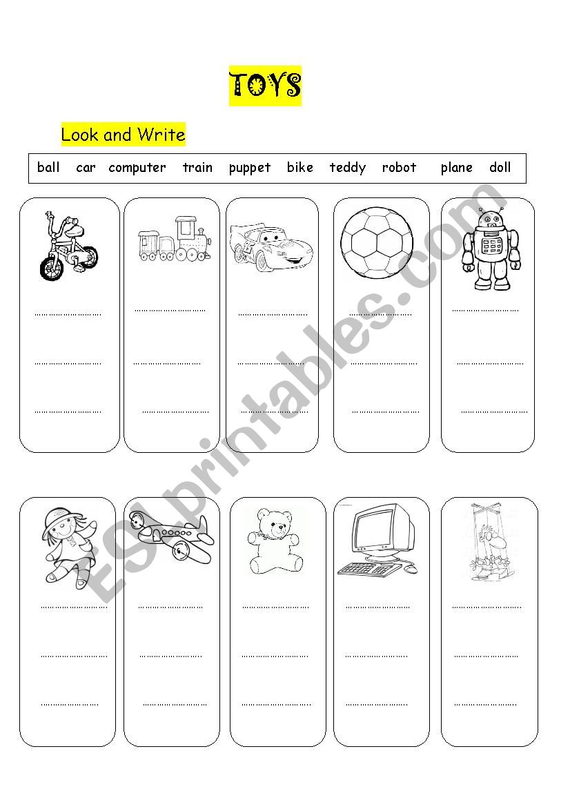 Toys worksheet