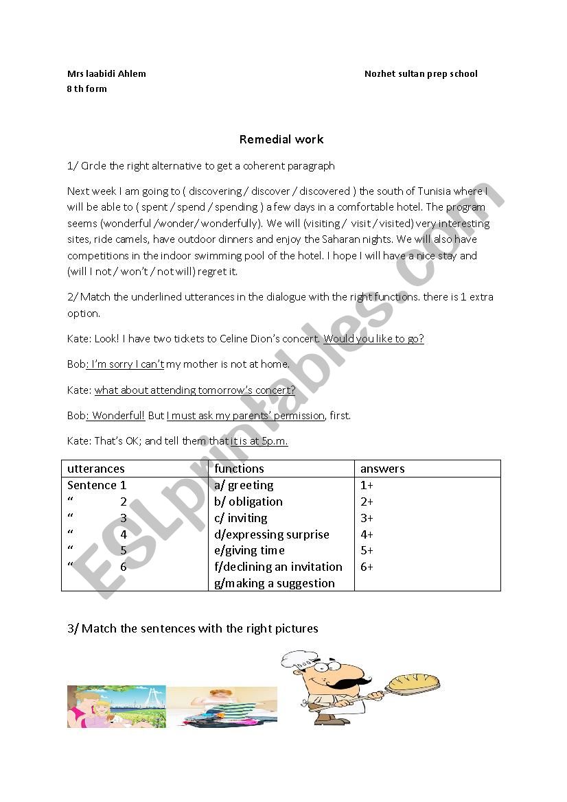 module one 8th form worksheet