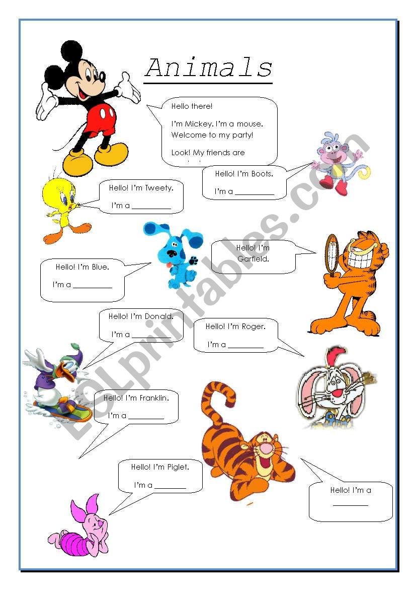 animals worksheet