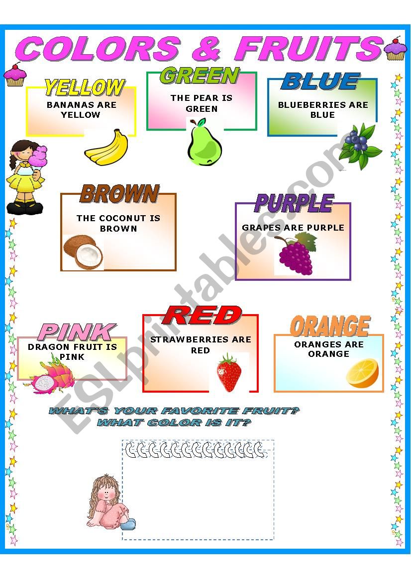 COLOURS & FRUITS ***POSTER*** worksheet