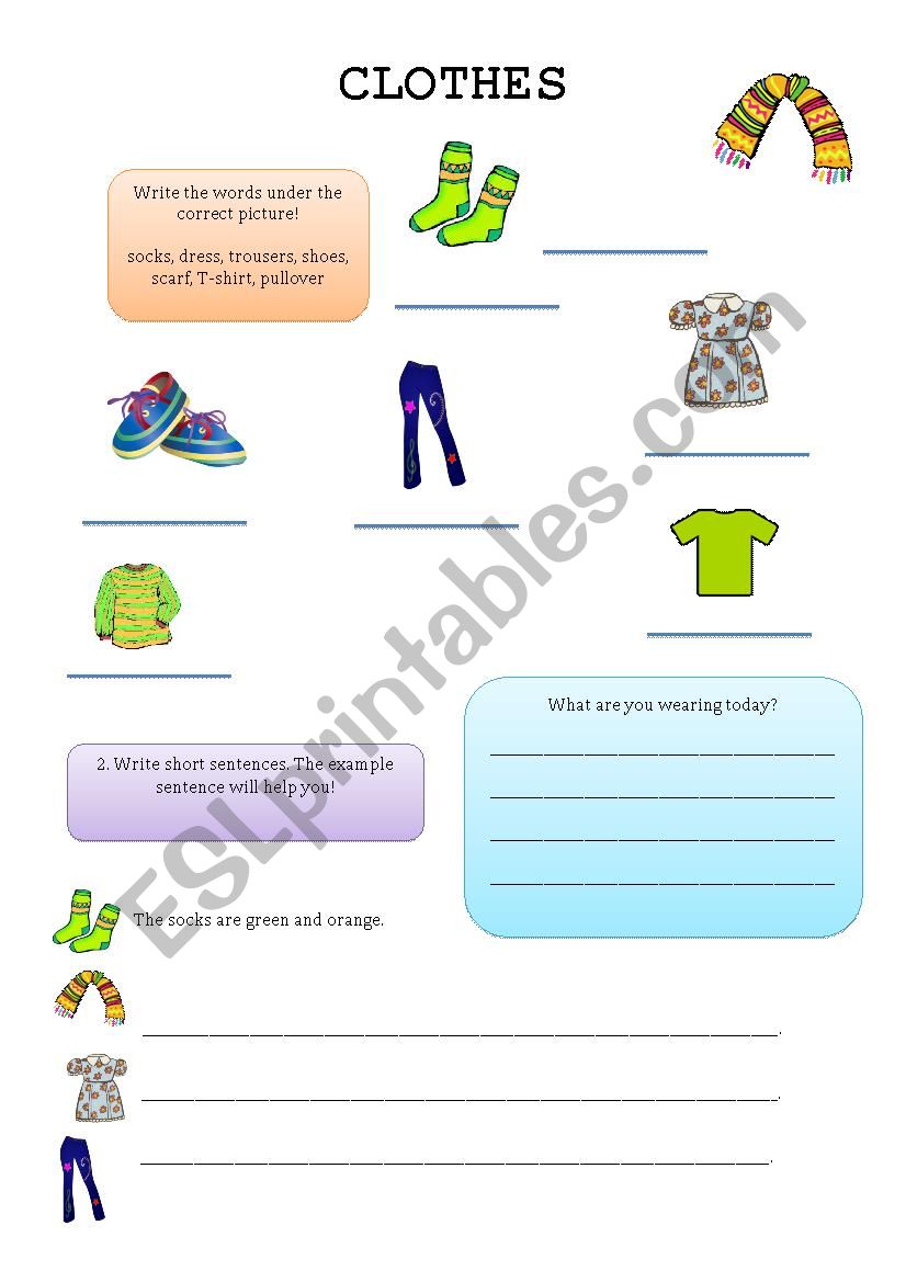 clothes worksheet