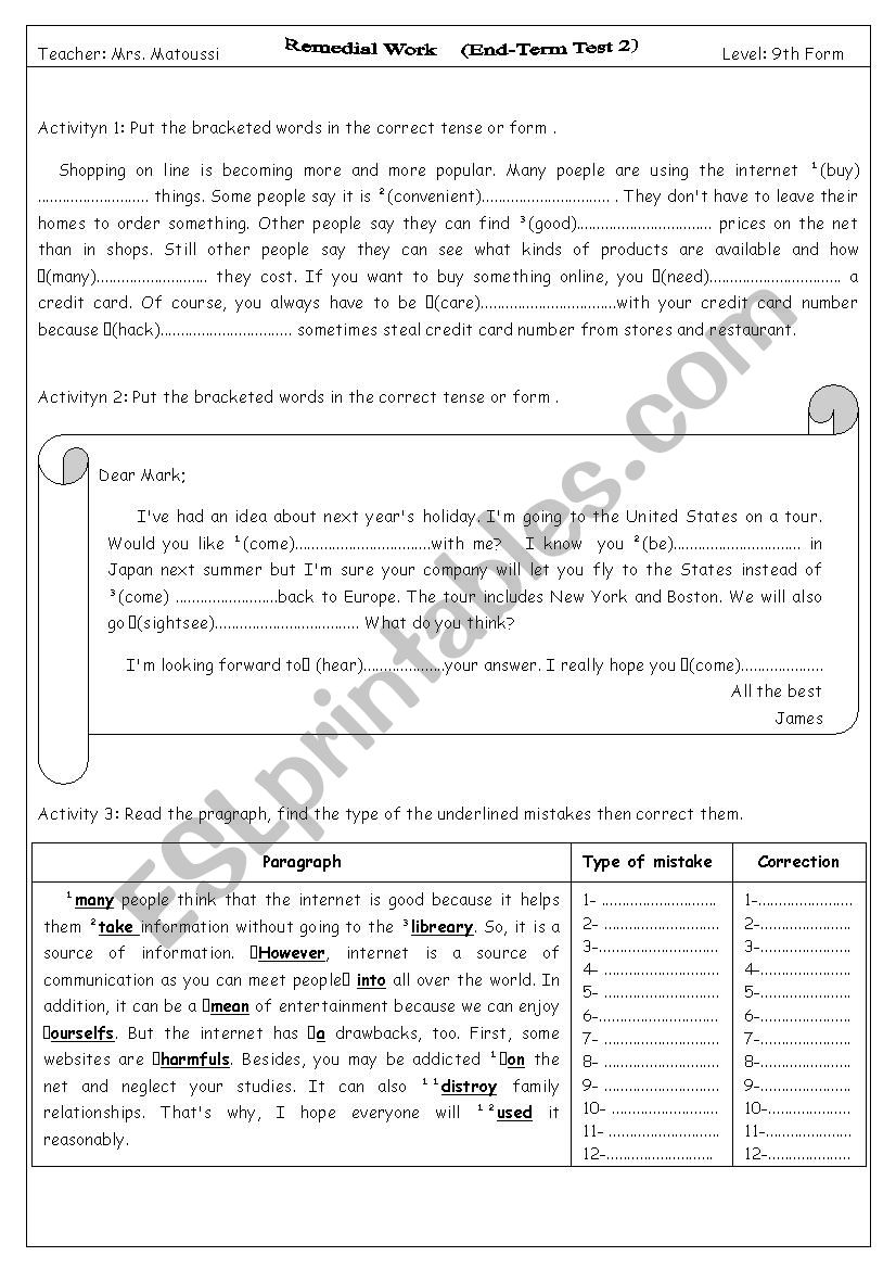 REMEDIALWORK (end of term test 2)