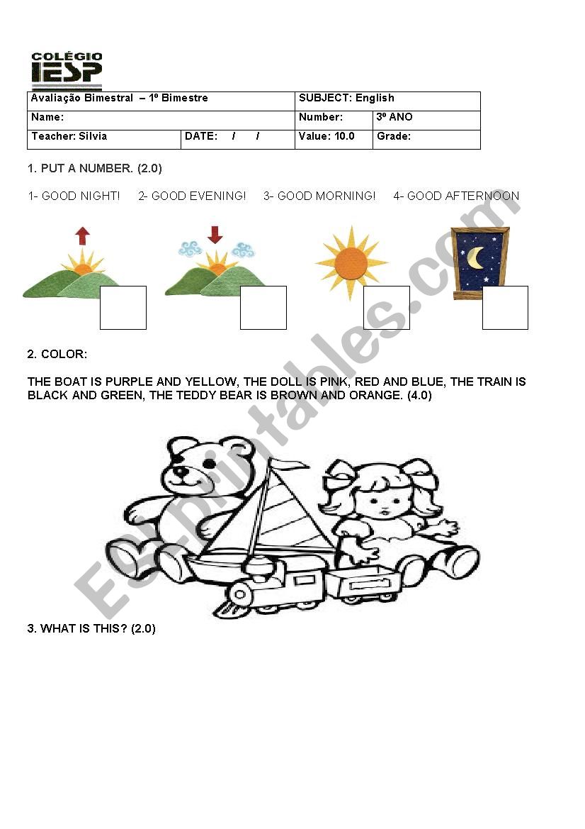 English Test for Children worksheet