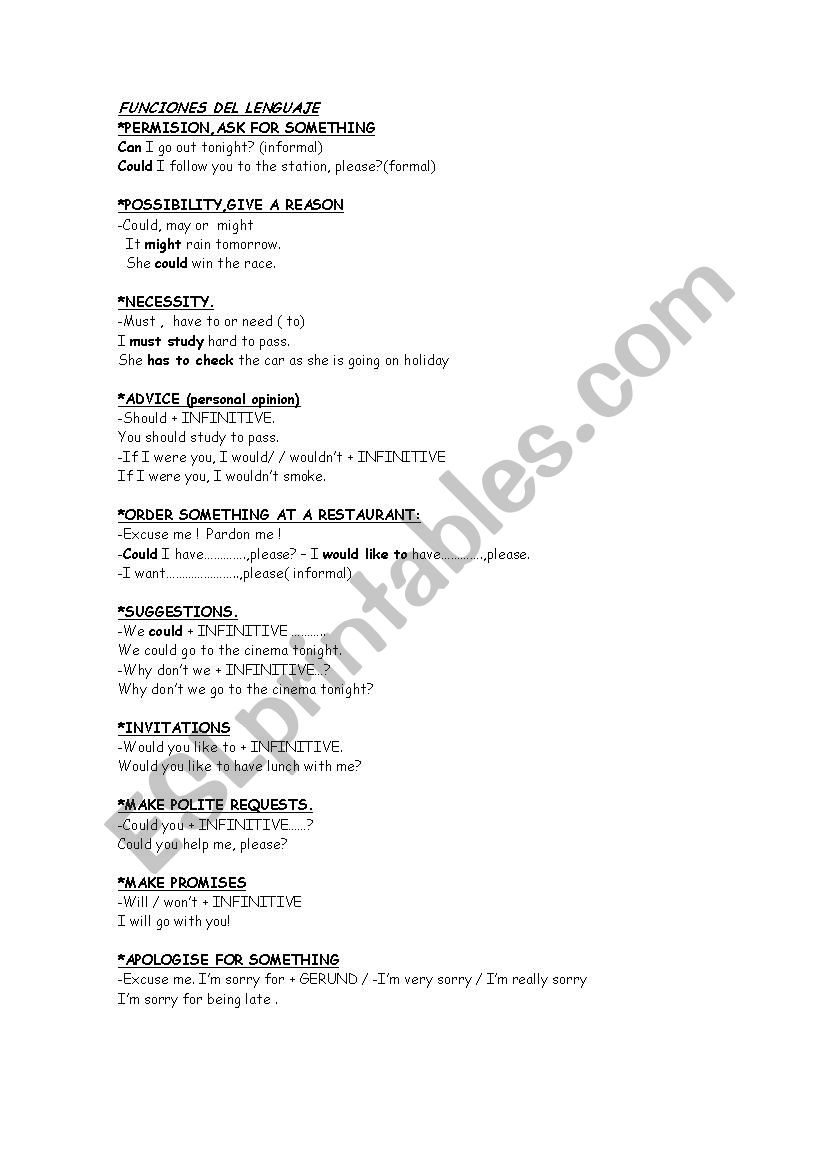 Revision on communicative expressions /modal verbs