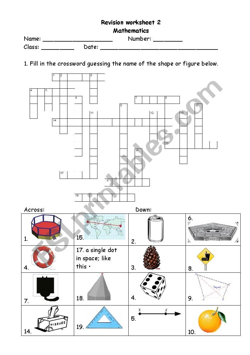 Maths, shapes worksheet