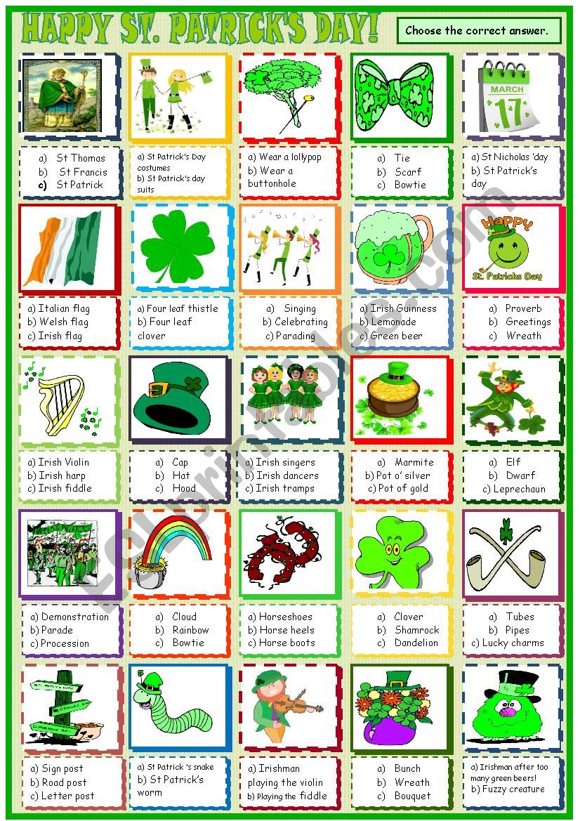 St.Patricks Day : multiple choice activity