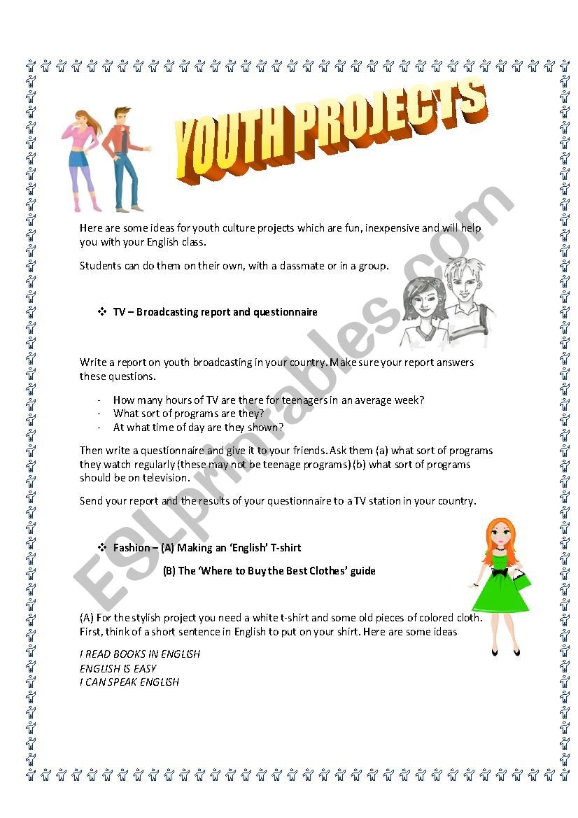 English Projects worksheet